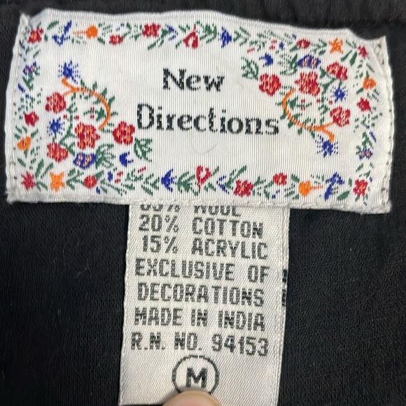 New Directions Black V-Neck Sweater Vest with Snowflake Embroidery - Picture 4 of 5